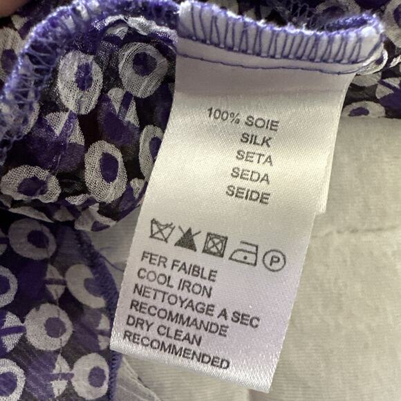 ANTIK BATIK Blouse Womens Small 38 Purple Sheer Silk Artsy Bohemian Print Tunic - Picture 7 of 9